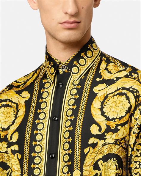 versace silk button down|Versace barocco silk shirt.